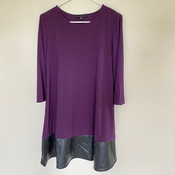 Tiana B Colorblock Mini Shift Dress Purple Black Size 12 - Picture 1 of 6